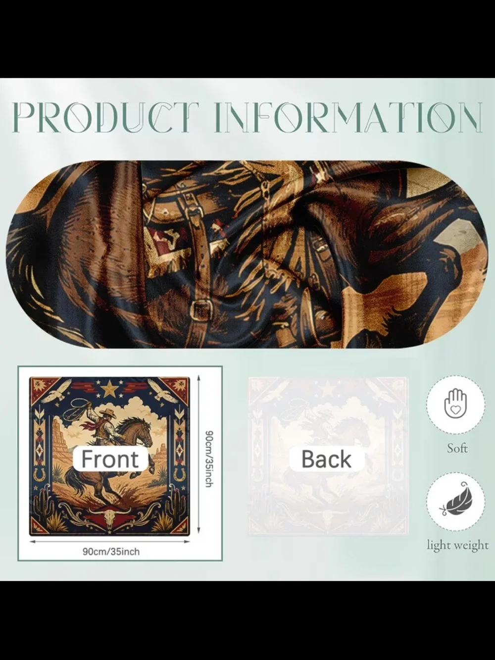 Western Cowboy Horse Scarf/Bandana - Ride ‘em Cowboy! 35”